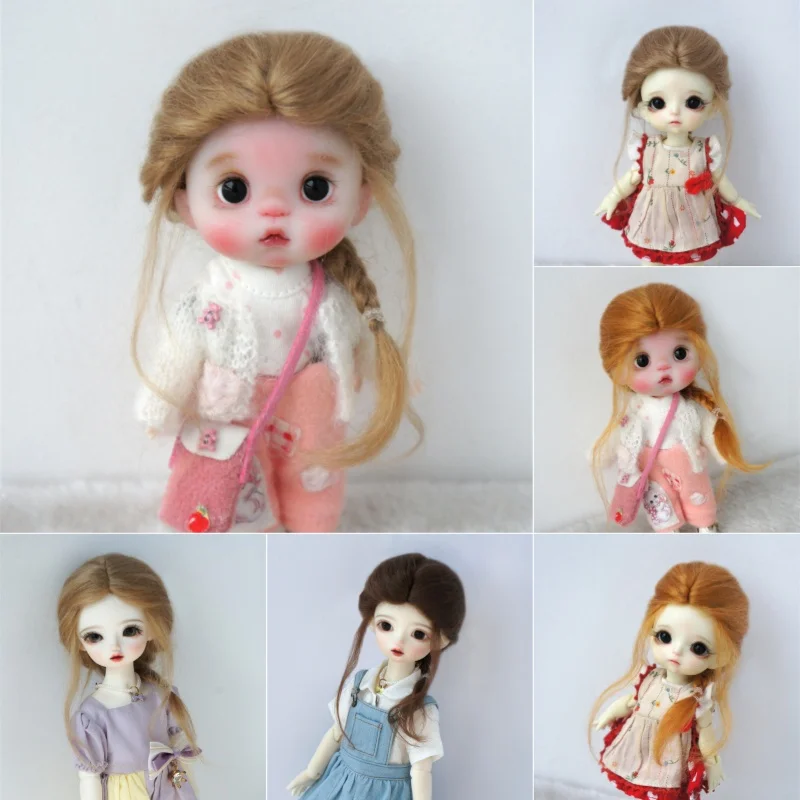 1/6 1/8 OB11 Mohair Doll Wigs  JD709 5-6inch 6-7inch  Long French Single Braids Mohair BJD Hair   Lati Yellow YOSD Accessorie