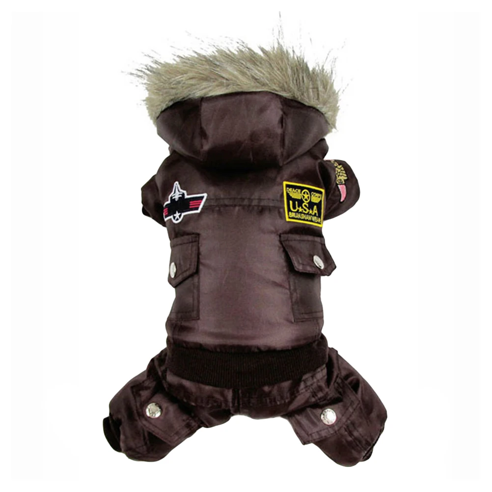 

Warm Pet Hoodie Usa Design Winter Dog Coat Fleece Windproof Outwear For Puppies Large Coffee Color Cold Weather Wear