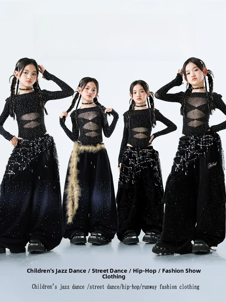 

Крутой модный костюм для джазовых танцев для девочек, детский костюм для выступлений, хлопковый материал
