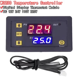 W3230 sonda linea 20A controllo digitale della temperatura Display a LED termostato con strumento di controllo del calore/raffreddamento 12V 24V AC110-220V