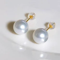 new arrive low price AAAA+6-7mm 7-8mm 8-9mm 9-10mm 11-12mm natural white akoya round pearl earrings 14K gold send