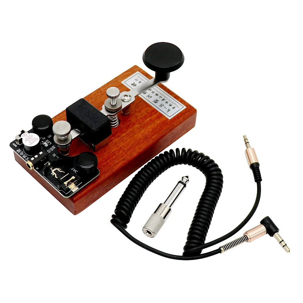 Training CW Key Sound Light Manual Transmission Training Morse Code Key Rosewood Base 304 Stainless Steel K-8