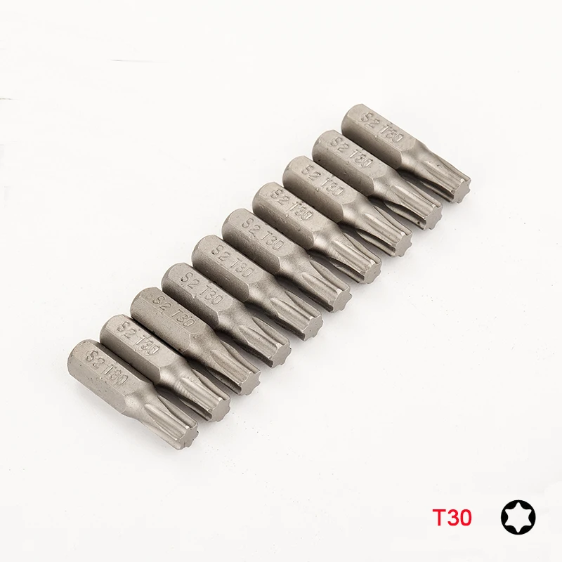 10pcs 25mm Torx Electric Screwdriver Bit Set 1/4 Inch Hex Shank Drill Bit For Power Tools S2 Steel T8-T40 Star Bit