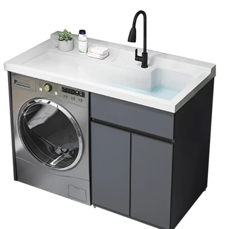 

Balcony Washing Machine Cabinet Integrated Solid Wood Hand Washing and Face Washing Wash Basin Assembled Cabinet