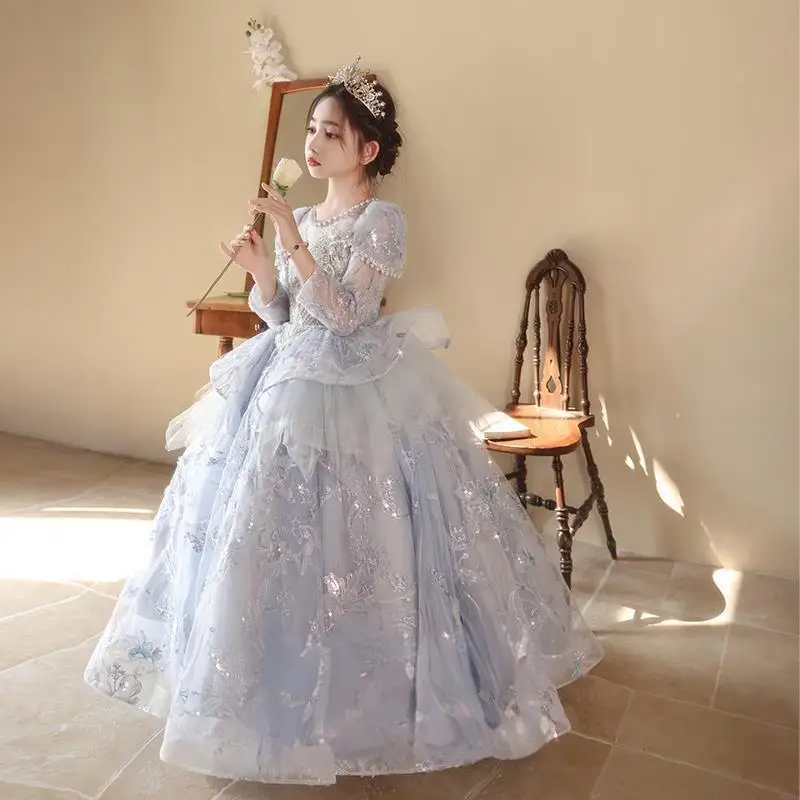 Children's Evening Dress Skirt Light Luxury Niche High-end Princess Dress Host Performance Dress Piano Performance Sense of Soph