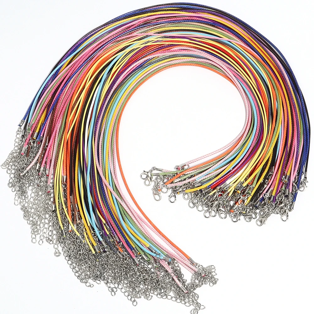 10 Stück Bunte Verstellbare Lederkordeln Gewachste Fäden Seil Halsketten-Verlängerungskette Karabinerverschluss DIY Schmuckherstellung Zubehör – Detail 5