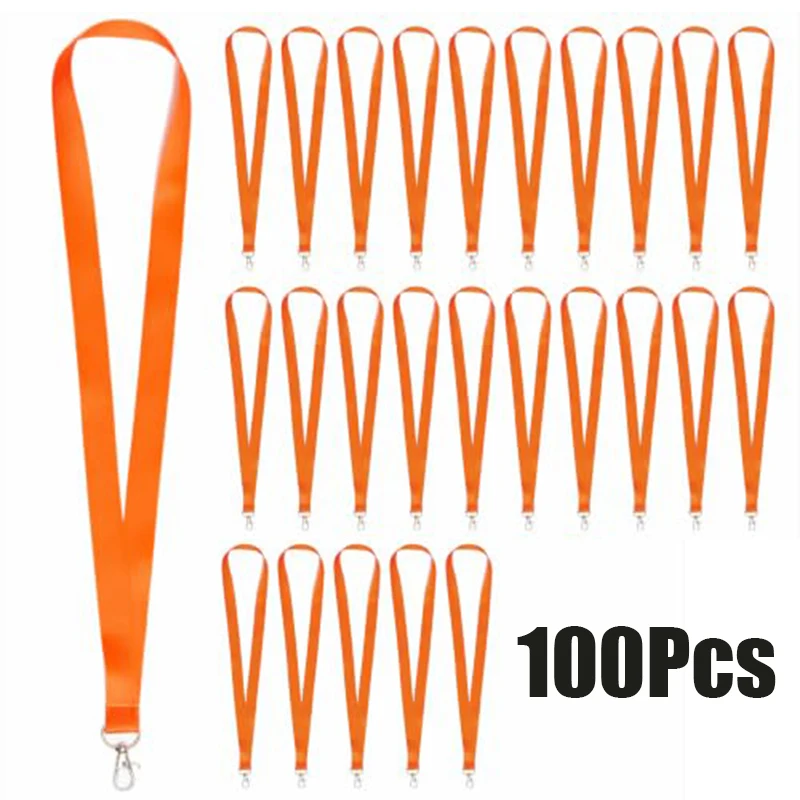 100Pcs ID Badge Neck Lanyards, Sturdy Lobster Claw Clips for Employee & Student Passes