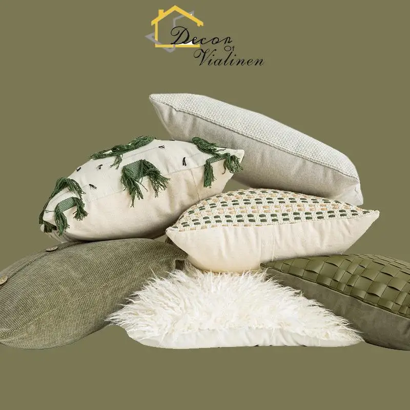 

Summer Olive Nordic Green Sofa Pillow Instagram Style Homestay Headrest Pillow Waist Pillow Soft Decoration Model Room Cushion