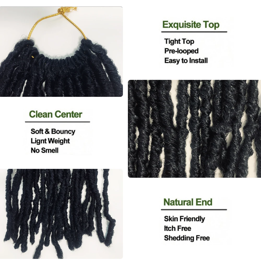 Nu Locs 36–40 Zoll schwarze Faux Locs-Verlängerung, 21 Stränge, weiche Göttin, synthetisches Flechten, Dreadlocks-Haar für Frauen, Häkelhaar