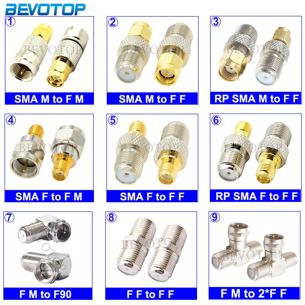 2PCS/Lot SMA to F Adapter 50 Ohm RF Coaxial Coax Adapter Converter