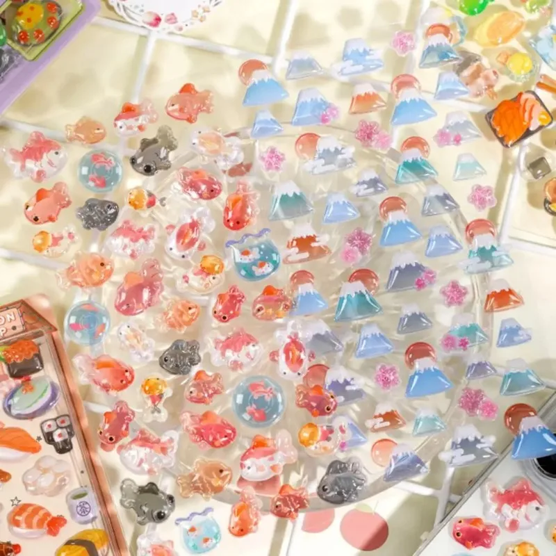 موضوع ياباني منتفخ ملصقات ثلاثية الأبعاد السوشي الحلوى الجبل ملصقات Kawaii ذهبية ملونة شارات صغيرة DIY بها بنفسك زخارف الكمبيوتر المحمول #3