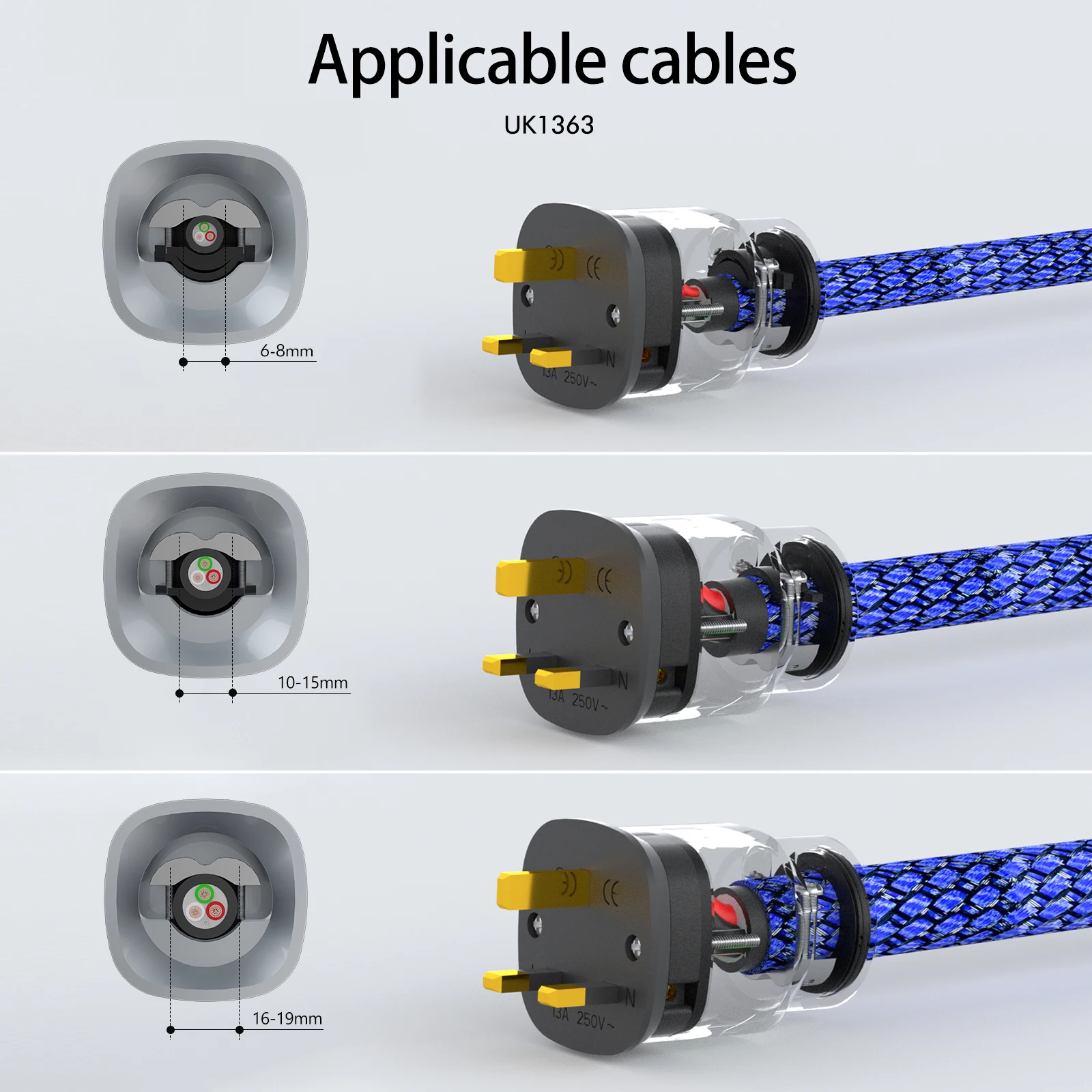 Monosaudio UK Power Plug 99.99% Pure Copper Gold/Rhodium Plated Power Connector for HIFI Power cable--UK1363