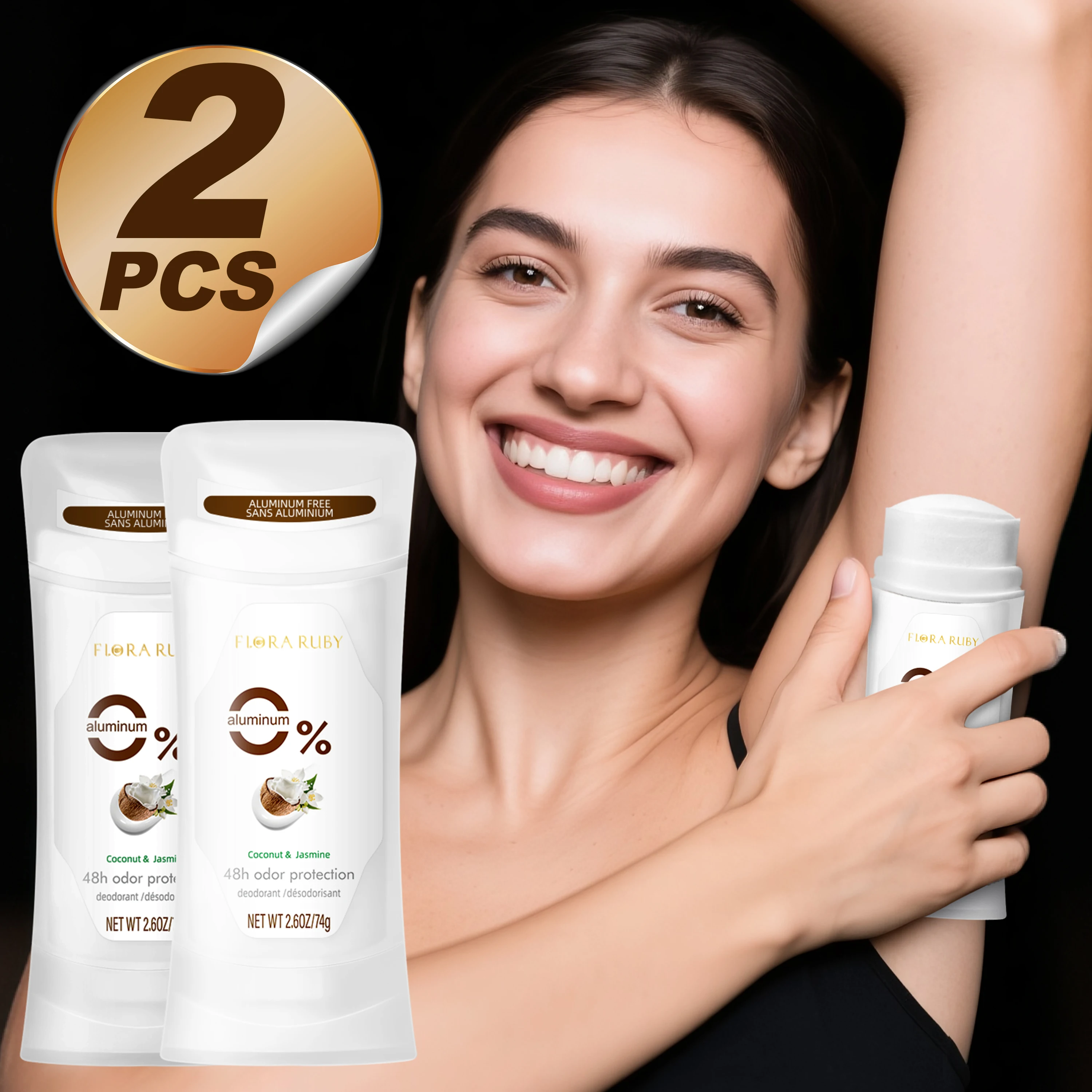 2 قطعة/المجموعة مزيل رائحة الجسم ، عصا مزيل العرق ، خالية من الألومنيوم ، مزيل الروائح الكريهة برائحة الزهور الطبيعية 48 ساعة ، جفاف طويل الأمد ومنعش