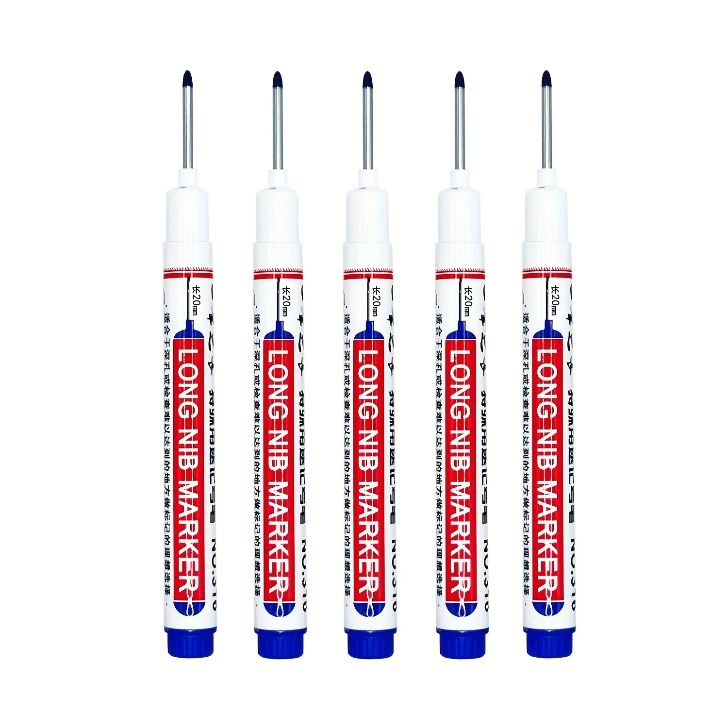 5-15 stuks 20mm Diepe Gat Lange Punt Markeringen Voor Metaal Perforeren Pen Waterdicht Badkamer Houtbewerking Decoratie Multifunctioneel