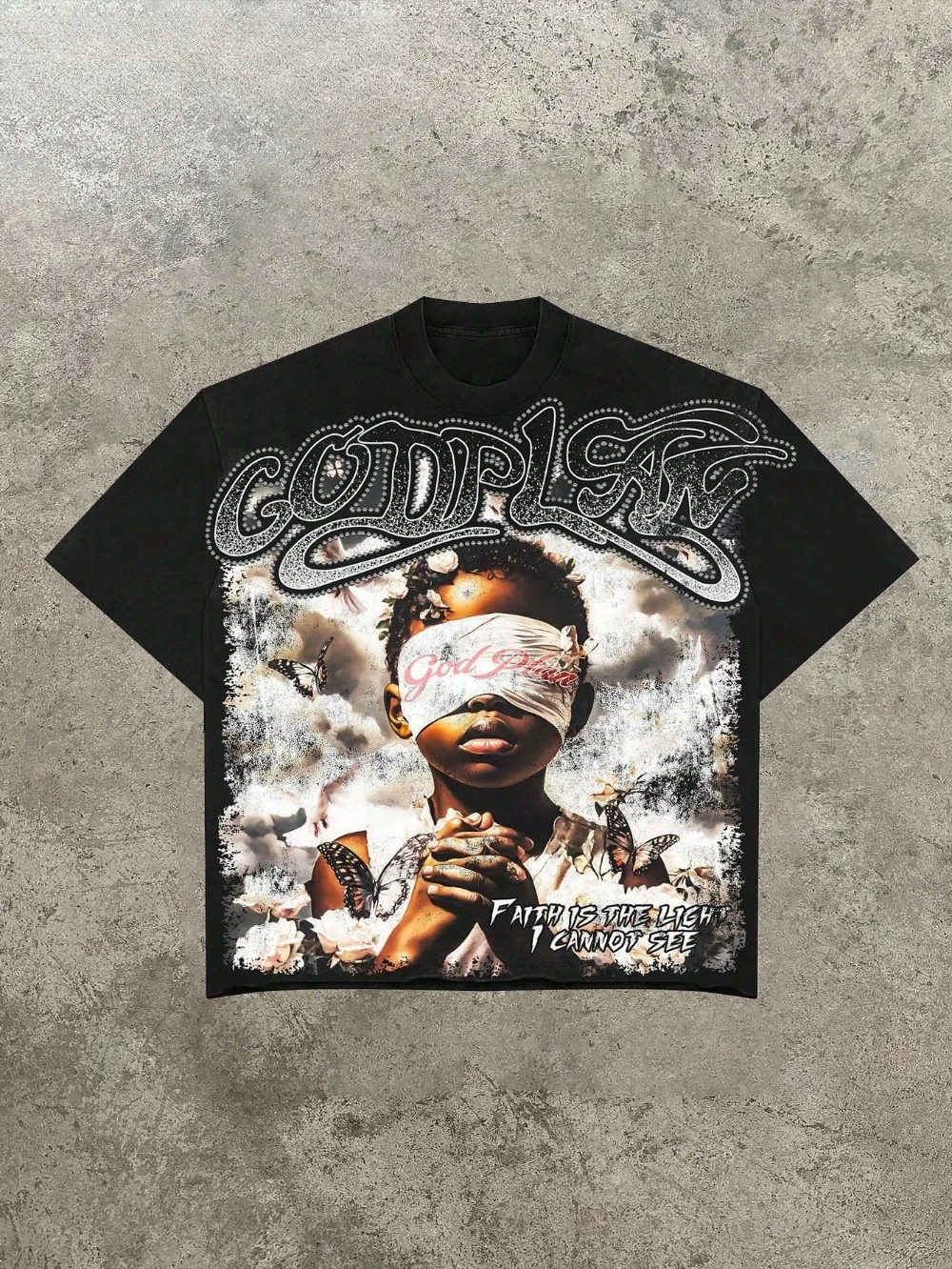 Retro-T-Shirt aus reiner Baumwolle für Herren, 220 g, bedruckter Stil, Streetwear, christliche Kleidung, Jesus-T-Shirt, T-Shirt mit Y2K-Muster