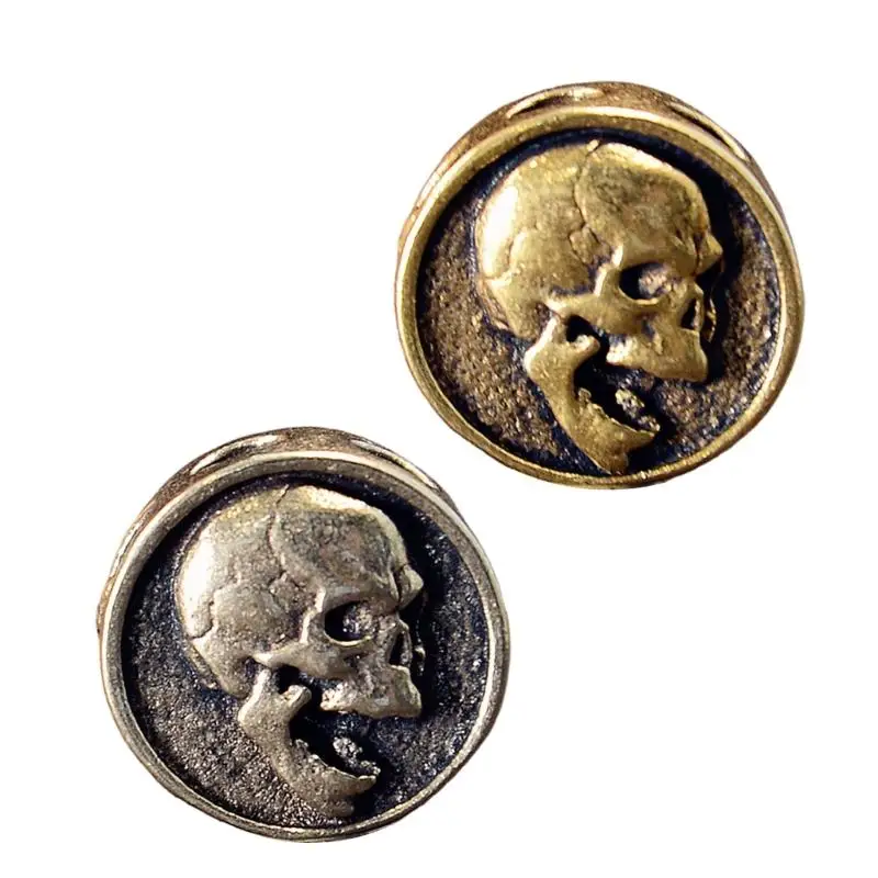 

652F Metal Artistic Skull Charm Pendant for Handmade Bracelets and Necklaces Large Hole Braiding Artistic Collectibles