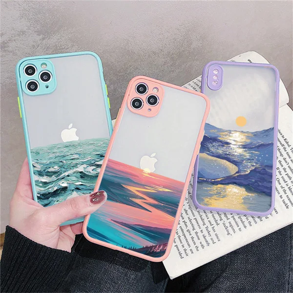Aquarell-Malerei Handyhülle für iPhone 17 16 15 13 12 11 14 Pro Max X XS XR Max – Stoßfeste Hüllen mit Ozeanwellen-Motiv – Detail 7