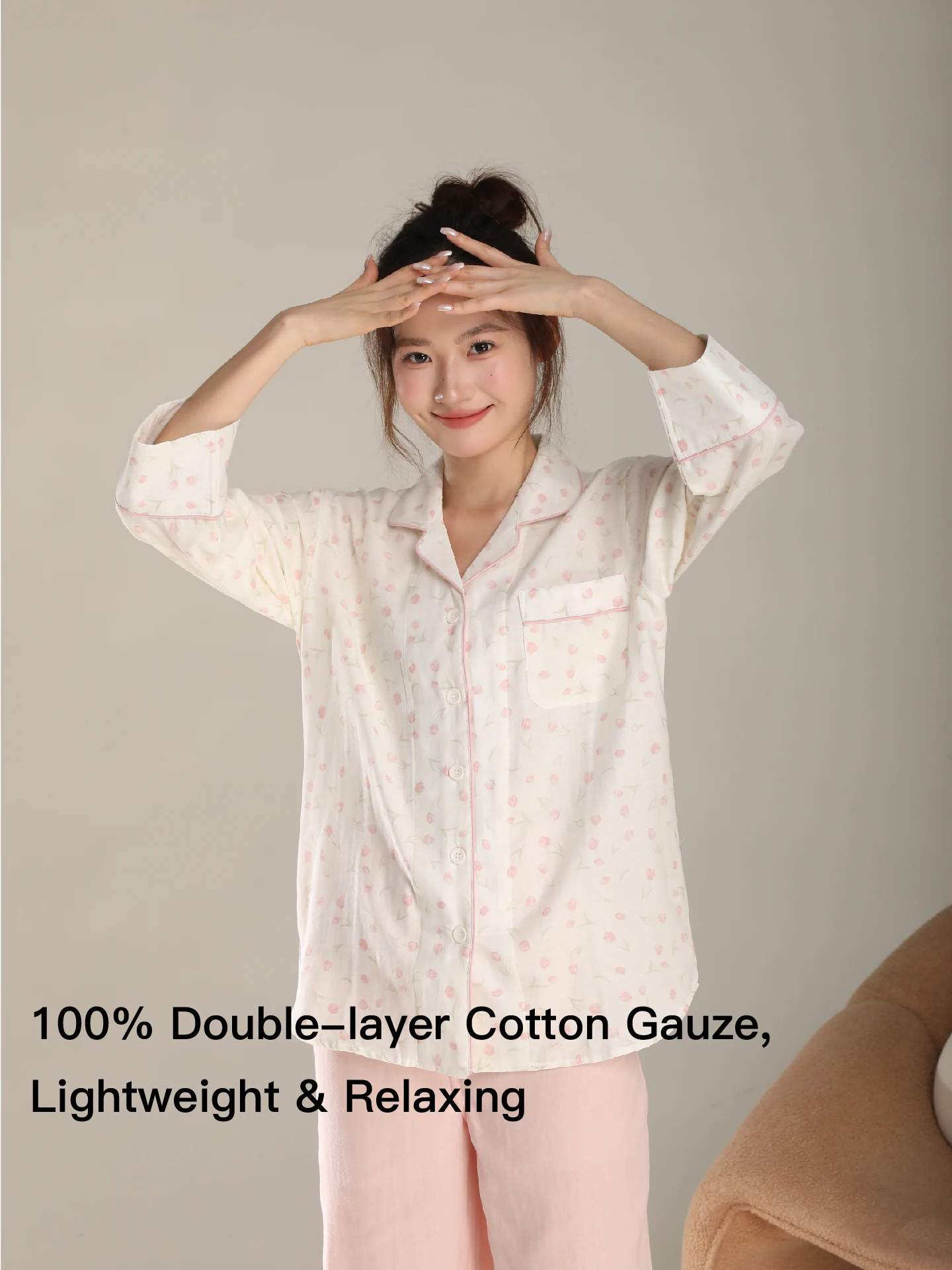 

Women's Gauze Countryside 3/4 Sleeve Pajama Set