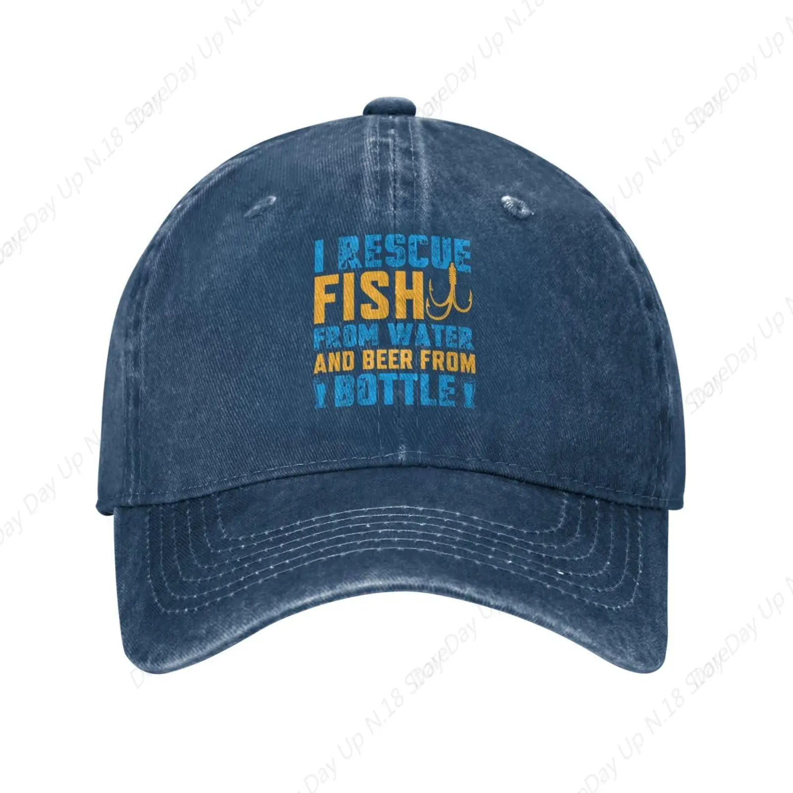 I Rescue Fish From Water And Beer From Bottle Baseball Cap For Men Women Hat Adjustable Trucker Hat Golf Dad Hats Navy Blue