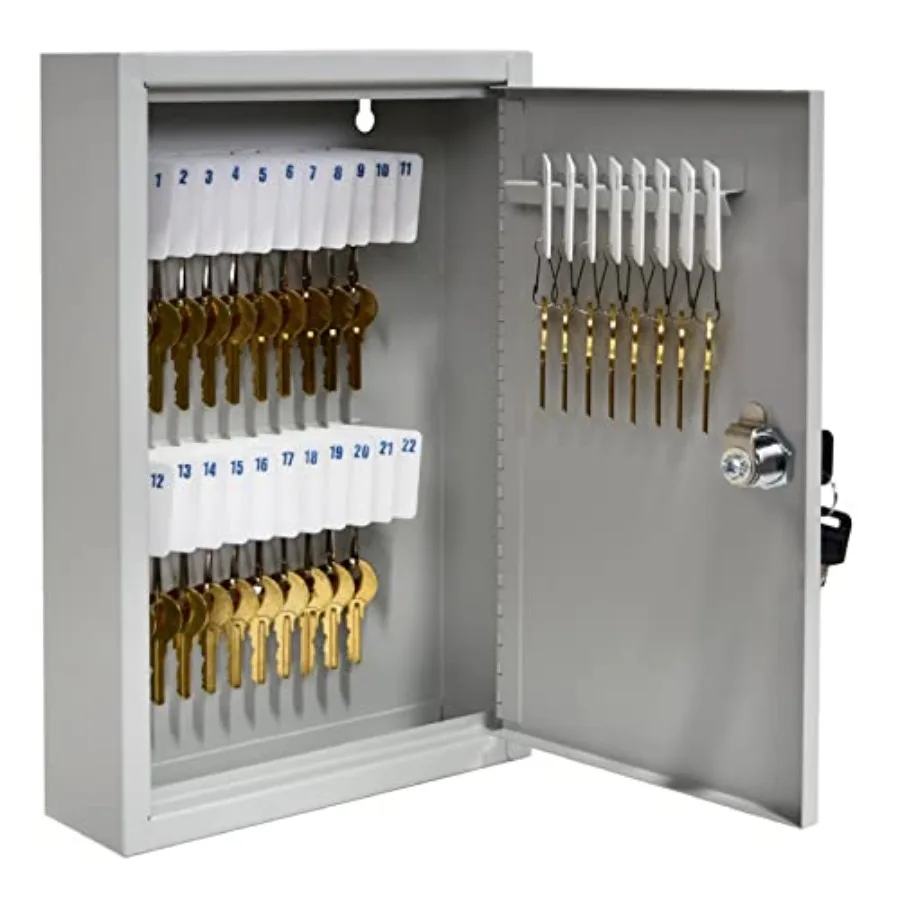 

STEELMASTER by 30 Key Cabinet - Dual Lock Control Key Box - Welded 22 Gauge Steel Construction - Scratch Resistant - Write-On K