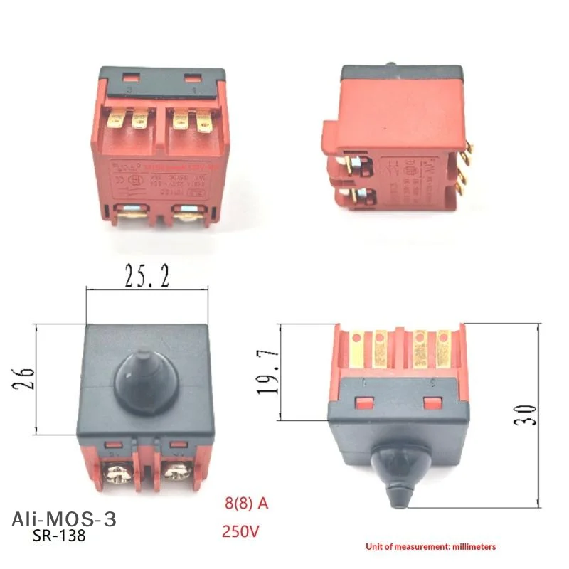 【S】1/2/5個プッシュボタンスイッチアングルグラインダースイッチ交換部品6-100ポリッシャーアングルグラインダーアクセサリー電動工具用