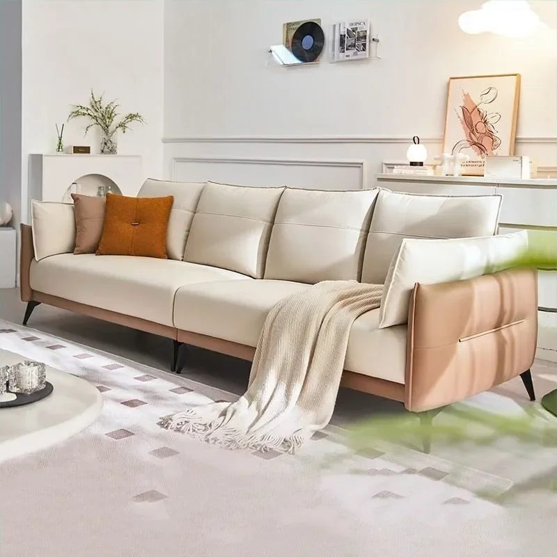 Small apartment sofa living room modern simple cream wind soft bag sofa bed