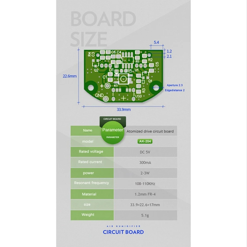 Usb Luchtbevochtiger Rij Printplaat Verstuiving Experimentele Apparatuur Diy Incubatie Pcb + Plastic + Metaal