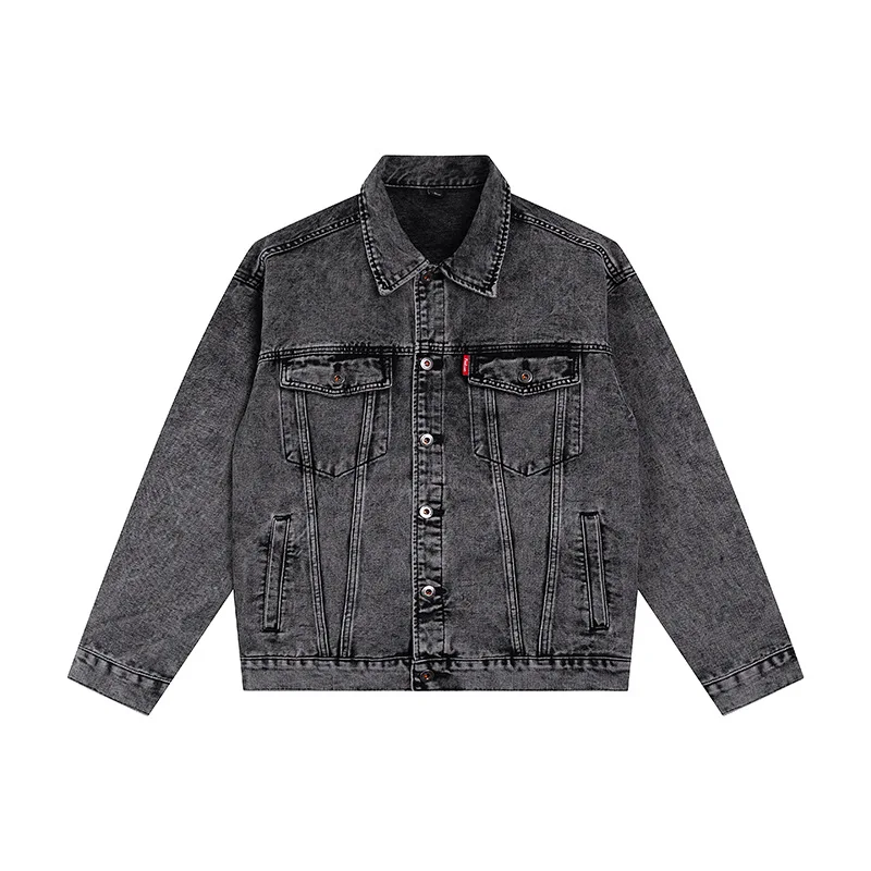 

Autumn Spring New Men's Clothing Single Breasted Pocket Denim Jacket Unisex Baseball Jacket Coat Retro Black Grey Casual Tops