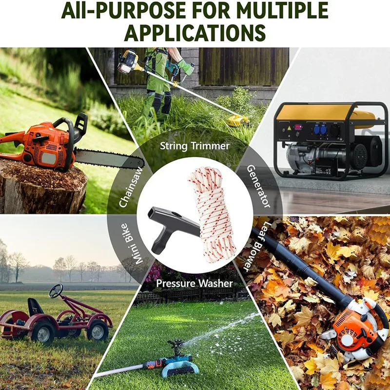 ABDJ-3Pack 10 Ft X 9/64In(3.5Mm) Tali Tarik dengan Pegangan Starter, Tali Kepang dengan Kekuatan Tarik Tinggi untuk Mesin Pemotong Rumput