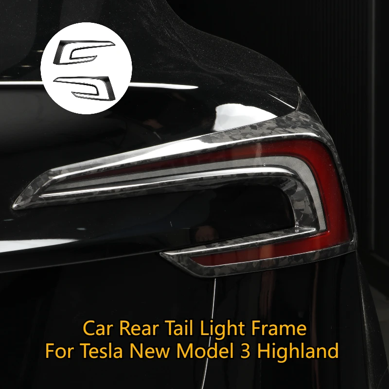 Real Carbon Fiber Rear Taillight Trim Frame for Tesla New Model3 Highland 2024 Car Accessories Car Rear Tail Light Sticker Cover