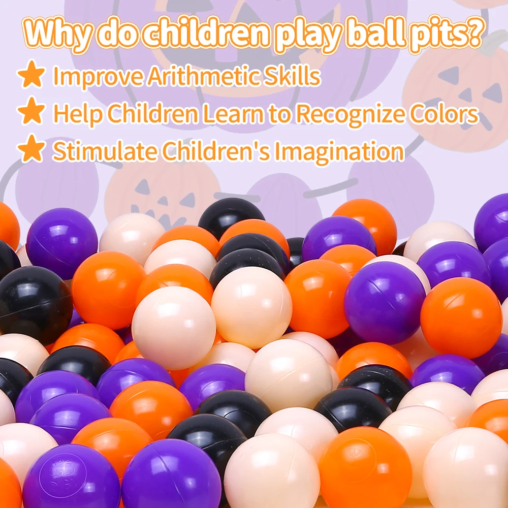 ลูกบอลสำหรับสระบอล ขนาด 5.5 ซม. 100 ลูก ลูกบอลตกแต่งฮาโลวีน ของเล่นเด็ก อุปกรณ์จัดงานปาร์ตี้สนุกๆ ของเล่นเสริมพัฒนาการ