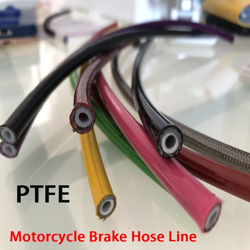 Universal Stainless Steel Braided PTFE Brake Hose Kit Motorcycle Hydraulic Brake Oil Line Custom Length Available