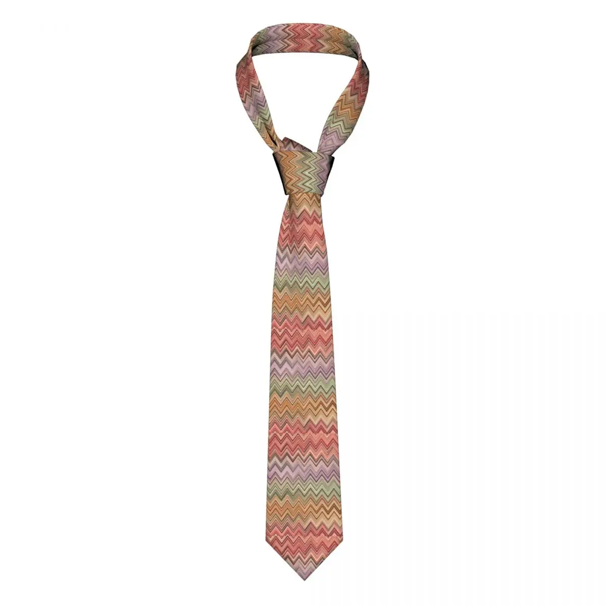 Custom Boho Vintage Contemporary Zig Zag Tie Men Fashion Silk Multicolor Modern Neckties for Office