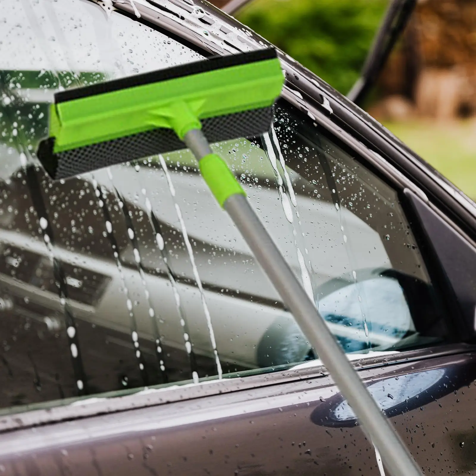 Window Squeegee 2 in 1 Window Cleaner Multiuse, Highly Absorbent Sponge ,Adjustable Cleaning Brush for Home Car Windshield