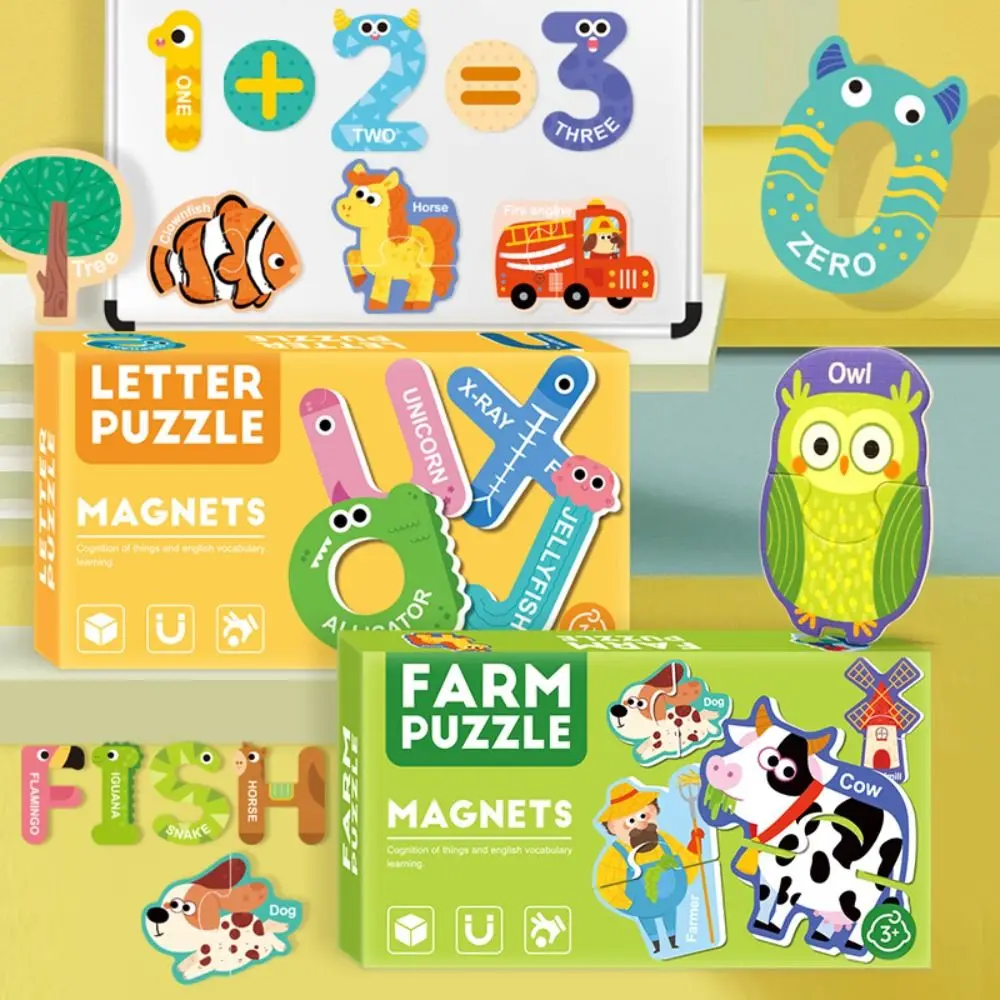 New Montessori Learning Magnets Sticker Jigsaw Puzzle Cognitive Fridge Magnets Matching Puzzle Magnetic Numbers