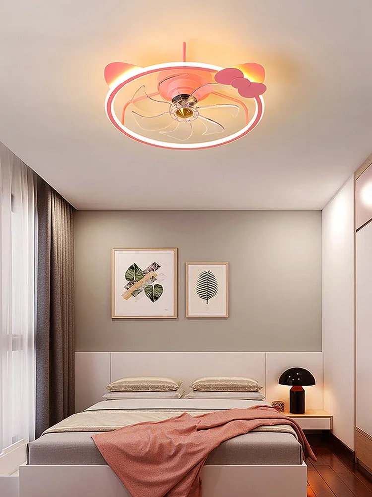 Ventilador de habitación para niños, lámpara de techo creativa de dibujos animados, molino de viento, cálido, dormitorio para niños y niñas, invisible, silencioso, 220V