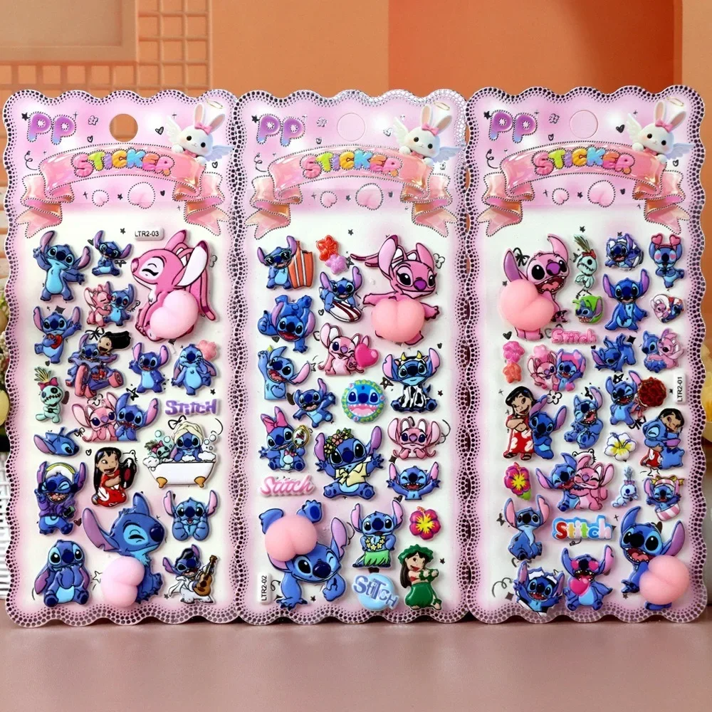Disney Stitch Soft Pinched Happy Buttocks Sticker Children's Decompression 3D Bubble Sticker Phone Case Decoration Sticker*-.