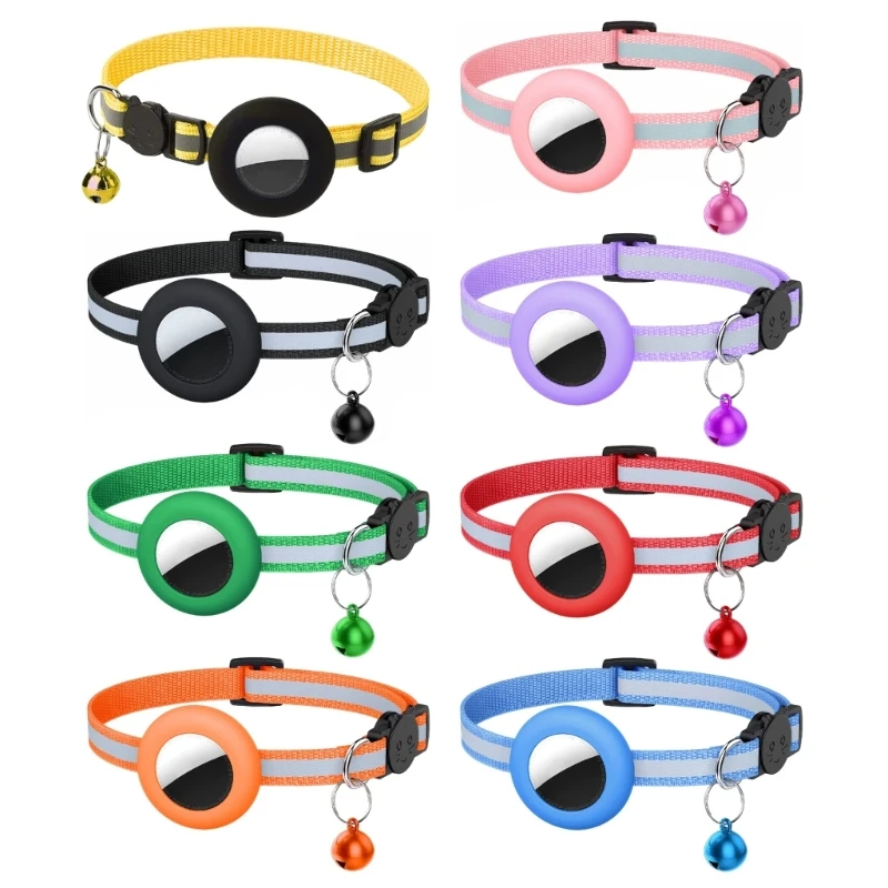 2024 New Dog Collar for Air Tags Break Away Pet Collars Holder Water Proof Holder with Removable Bell for Small Dogs and Cats