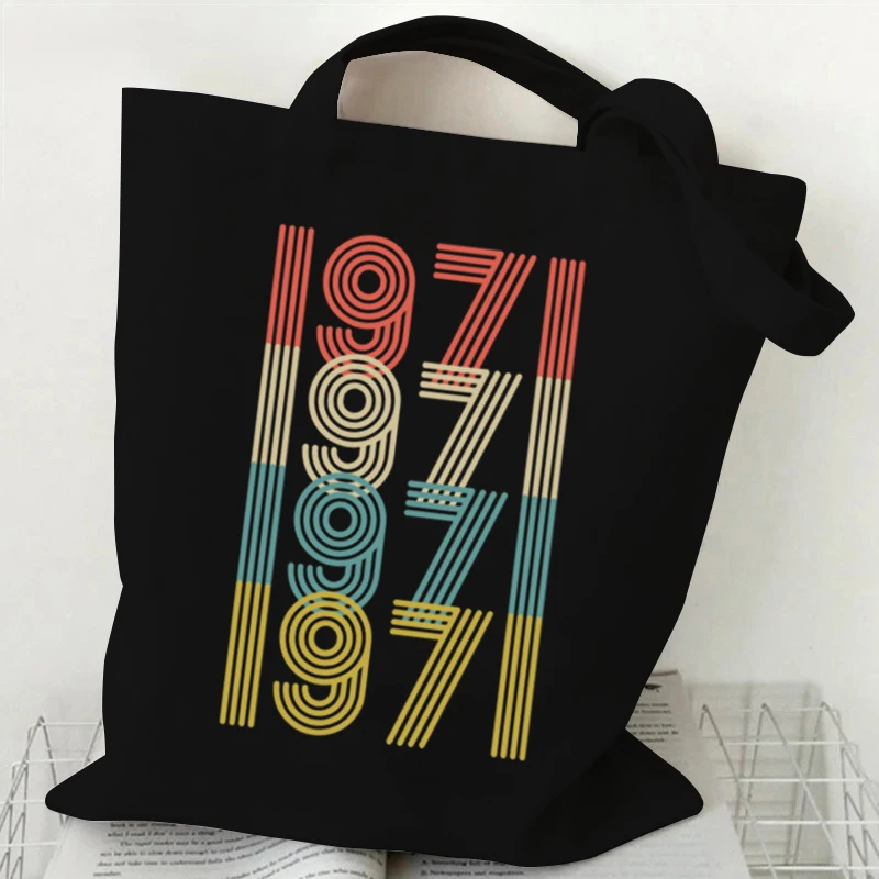 Vintage 1974 Designer Bags Tote Bag Retro Tote Bags Birthday Shoulder Bags 1970~1979 Large Capacity Shopping Bag