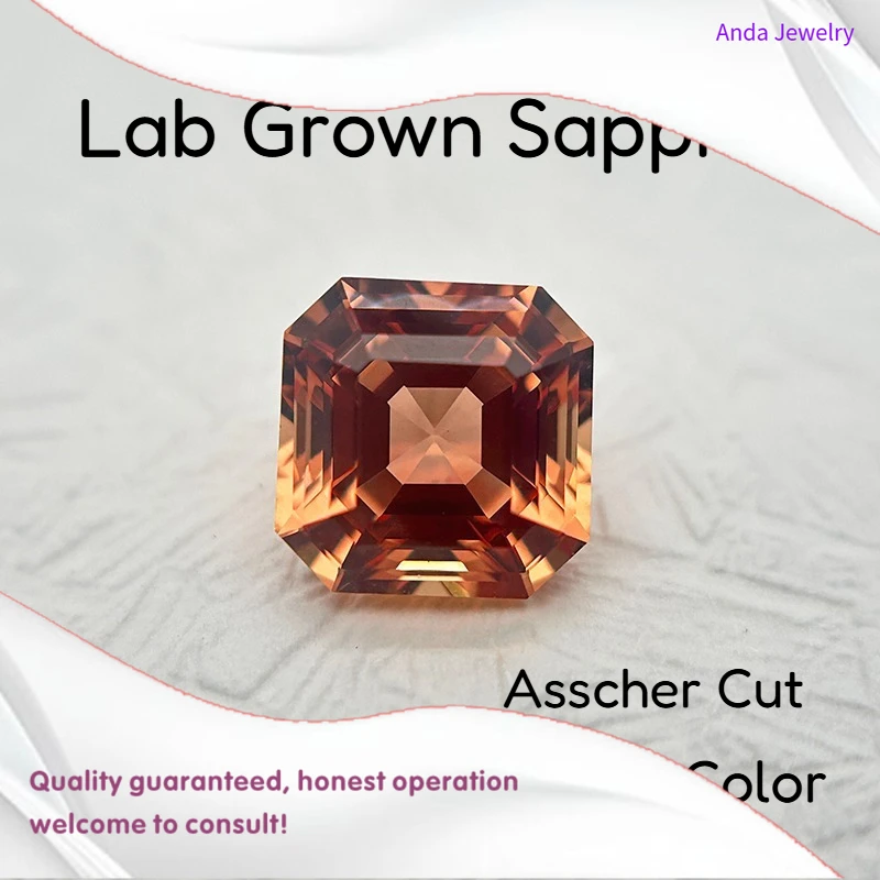 

M-Lab выращенный сапфир оранжевого цвета, вырезка Asscher, различные цвета, несколько размеров для изготовления ювелирных изделий своими руками, сертификат на выбор