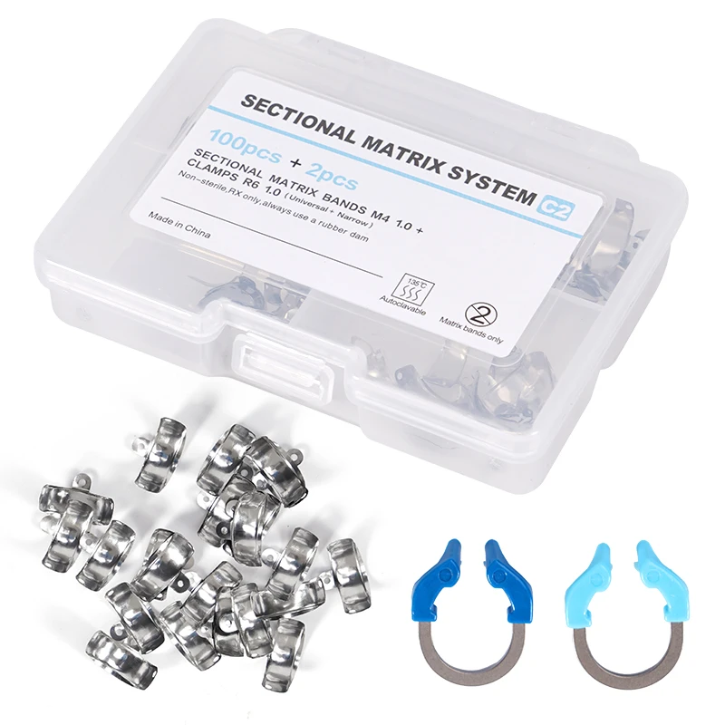 Dental Matrix Bands Clamp Sectional Contoured Matrix System with Universal Narrow Clamping Ring Holder Dentistry Materials view 2