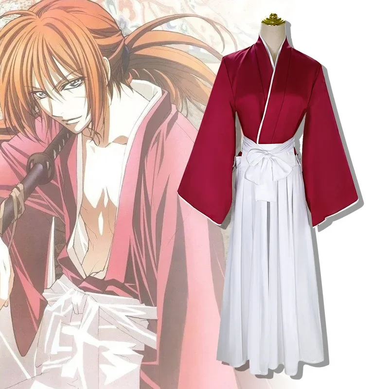 

Anime Cosplay Costume HIMURA KENSHIN Kimono Halloween Party Fancy Samurai Kendo Clothing Set Top Pants Carnival Party Uniforms