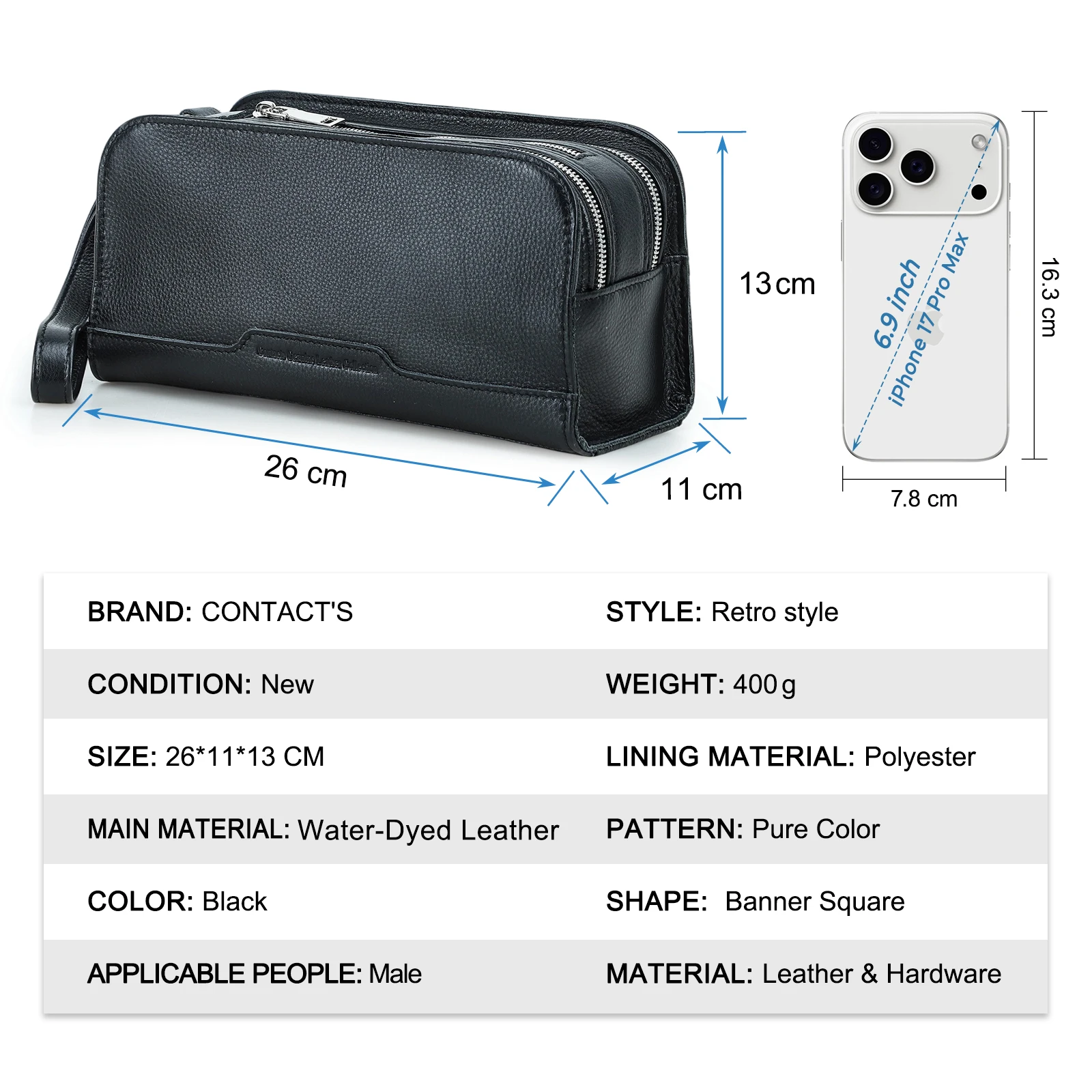 CONTACT'S 남성용 정품 가죽 클러치 백 손목 스 - Wristlet Wallet Zipper 리뷰 및 가격