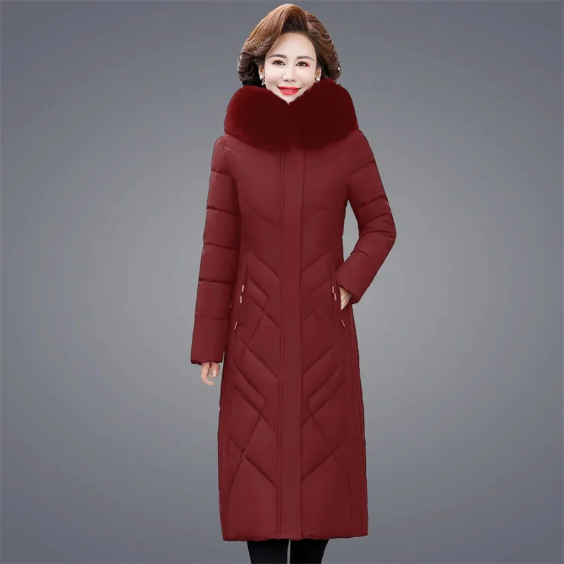 2025 nuovo inverno lungo Parka impermeabile piumino imbottito in cotone moda donna con cappuccio spesso caldo cappotto da neve capispalla femminile