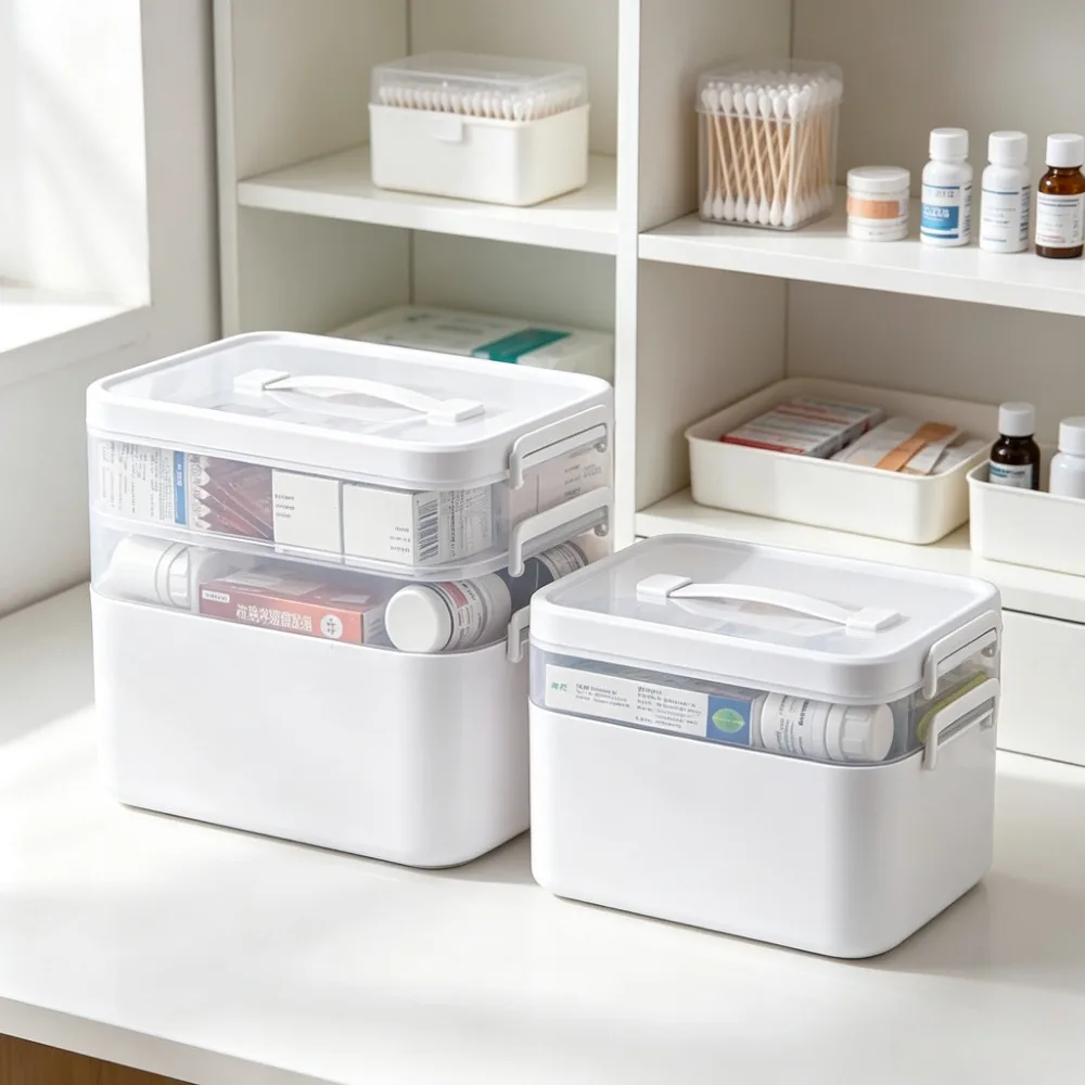 1PCS Large Capacity Medicine Storage Box Multi Layer Portable Medical Organizer Cabinet Medicine Display Storage Rack Case