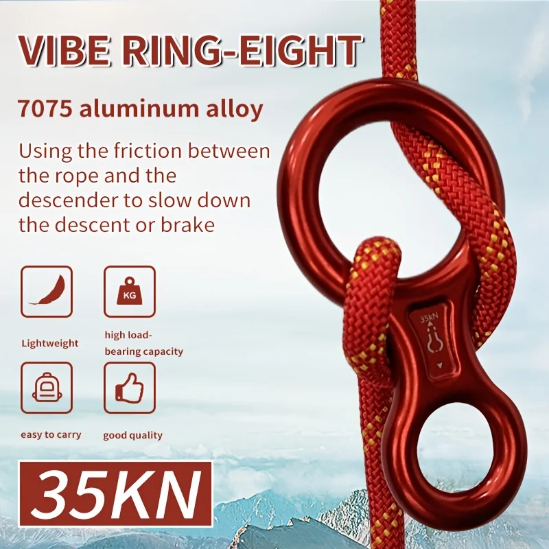 Rock Climbing Descender 35KN Figure 8 Word Rope Descender Climbing Ring Downhill Eight Ring Gear Climbing Device Equipment