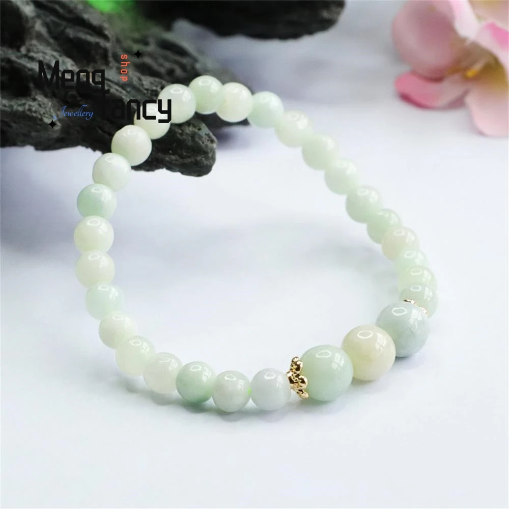 

Natural A-goods Jadeite String Jade Three Lives Bracelet Exquisite Elegant Simple High-grade Luxury Quality Jewelry Holiday Gift