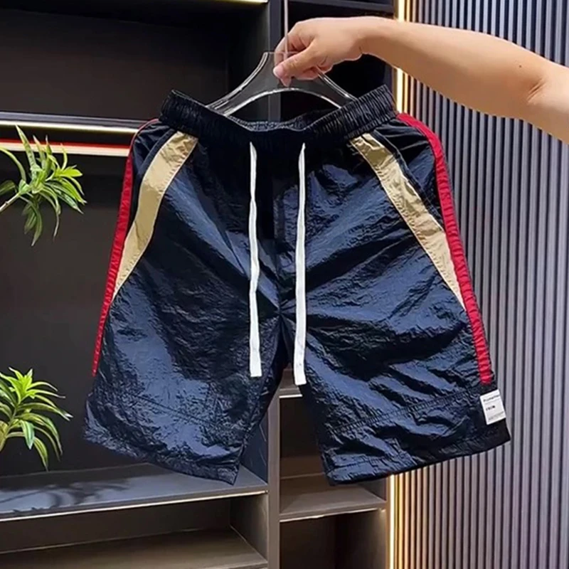 

Мужские летние тонкие рта из ледяного шелка, свободные баскетбольные брюки, повседневные спортивные брюки Fourths orts, тонкая модель для отдыха