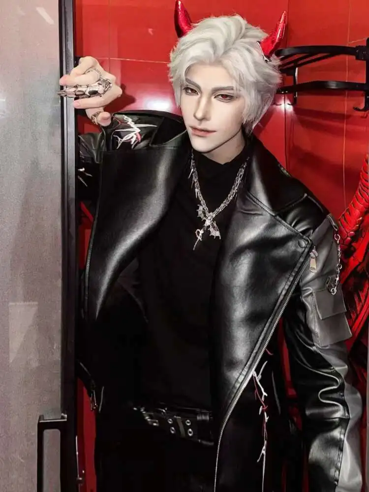 

New Love And Deepspace Sylus Qin Che Fiesta Carnival Halloween Cos Cosplay Leather Coat Locomotive Coat Clothing Inner Clothing