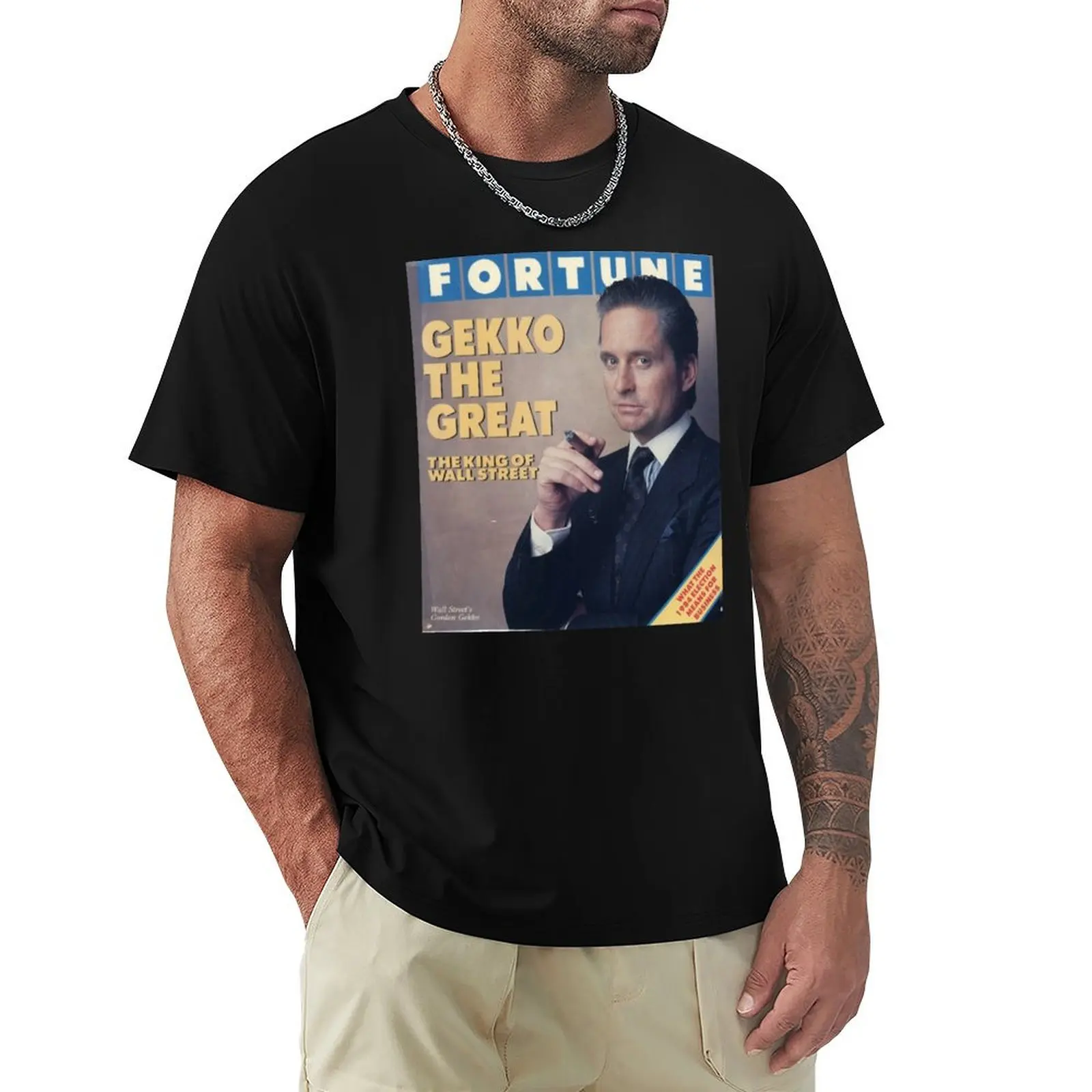 Gordon Gekko Fortune Magazine T-Shirt Large Size Soft Cotton T-Shirt